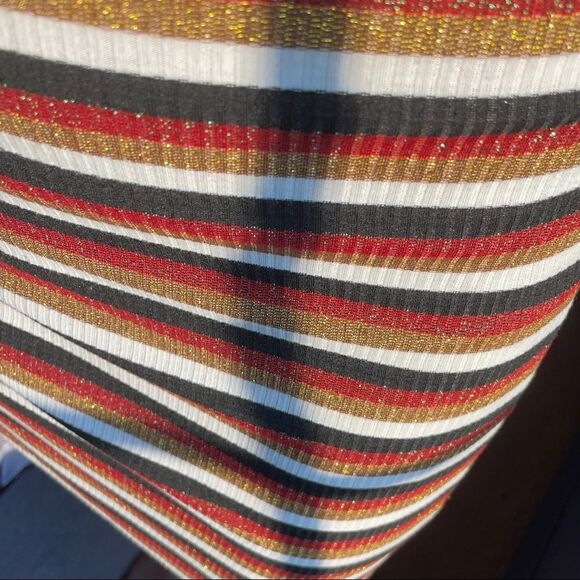 Metalic Striped 90s Y2K Tank Bodycon Dress M - Picture 2 of 10